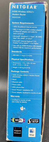 NETGEAR N300 Wireless DSL Modem Router(Built-in ADSL2 + Modem) model No. DGN2200 - Picture 8 of 10