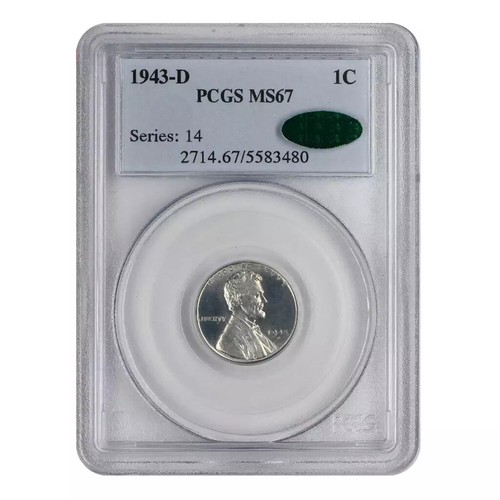 1943-D Lincoln Wheat Cent PCGS MS67 CAC - Picture 3 of 4