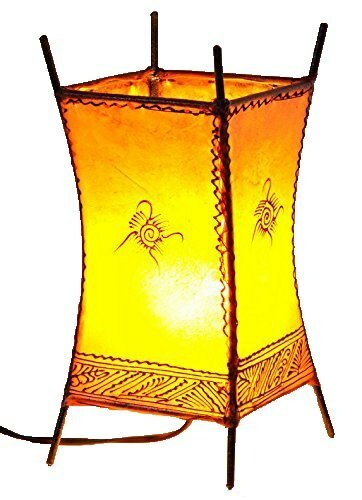 Oriental Marroquí Lámpara de Pie Cuero Lámpara Henna Luz de Cuero Carres - Imagen 5 de 16