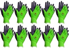 3M Nitrile Rubber Coated Nylon Work Gloves, Thin, Washable Bulk 10 Pack Green