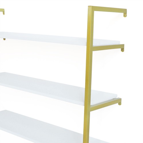 Soporte de estante flotante de madera montado en la pared unidad de estante de exhibición de almacenamiento dorado - Imagen 9 de 22