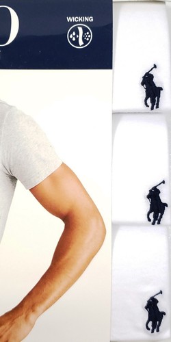 Polo Ralph Lauren Men's White Slim Fit Crew-Neck Moisture Wicking T-Shirt 3 Pack - Picture 2 of 2