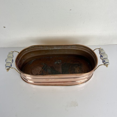 Antico Porta vaso contenitore in rame con manici d'epoca 900 cache pot - Imagen 5 de 12