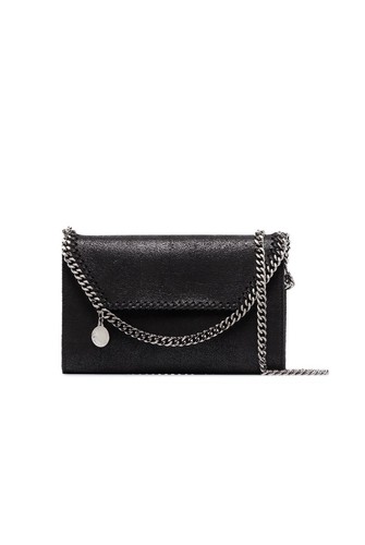 Stella Mccartney Falabella Crossbody Shoulder Bag Clutch Black Silver Chain - Picture 5 of 6