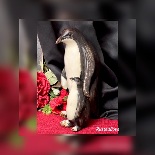 Pinguinstatue mit Baby Pinguinharz handbemalt * - Bild 8 von 10