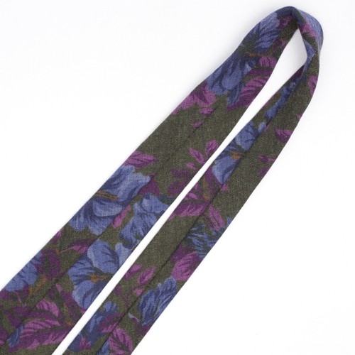 John G Hardy Mens Wool Necktie Green Tonal Purple Blue Floral Print Tie Italy - Picture 7 of 8