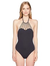 Billabong Wom Sol Searcher Strappy High Neck One Piece Swimsuit, Black Sands M