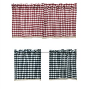 Lace Plaid Curtains Window Treatment Blind Drapes Cabinet Cafe