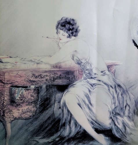 LOUIS ICART Signed 86/250 LADY SITTING AT A DESK Print: 23.5X19.5", Blind Stamp - Picture 3 of 11