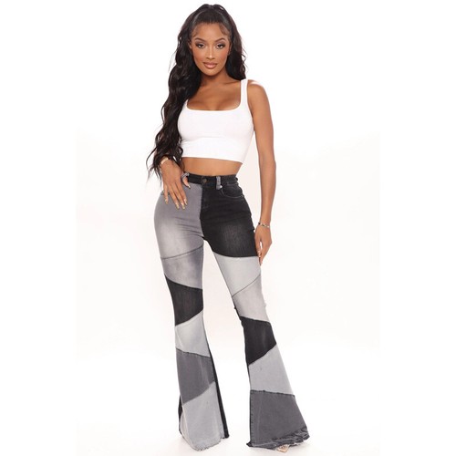 New Womens Oversized Denim Wide Leg Fashionable Patchwork Denim Casual Pants - Imagen 4 de 16