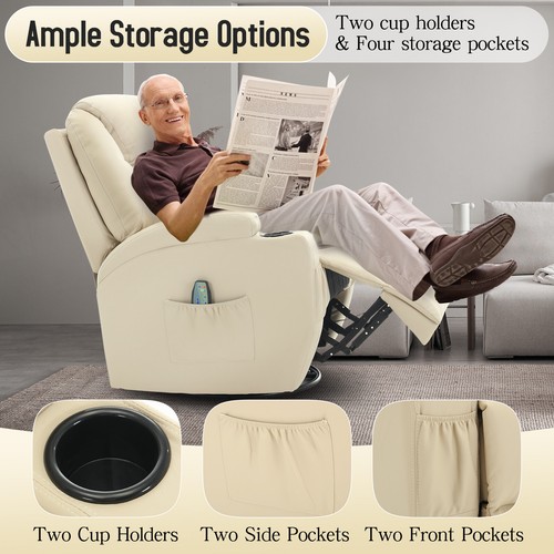 360° Swivel Massage Recliner Rocking Recliner Chair Living Room Chair Heated - Picture 11 of 55