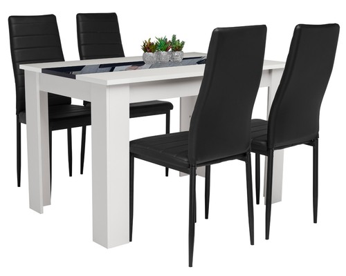 Wooden Dining Table and Chairs 4 / 6 Set Pu Leather Seat Kitchen Room Furniture - Picture 3 of 200