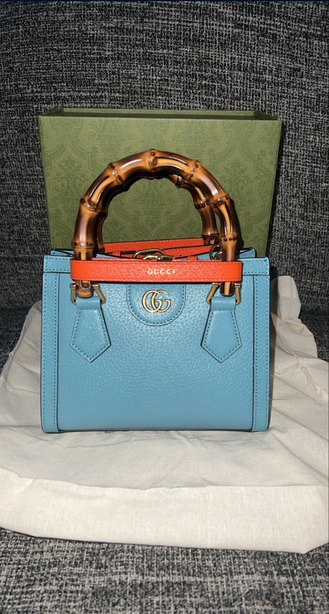 Gucci Diana NM Bamboo Handle Tote Leather Mini Blue | eBay
