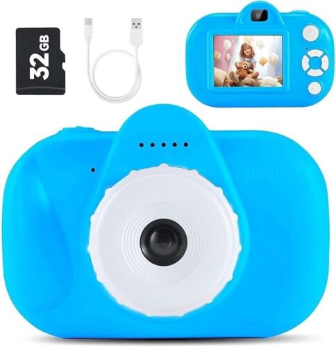 Kids Camera with 32GB SD Card Portable Toys Toddler Camera Age 3 4 5 6 8 9 Blue