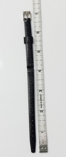 VINTAGE 8MM BLACK GENUINE LEATHER STRAP BAND SILVER TONE BUCKLE LIZARD FRANCE - Picture 7 of 7