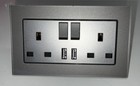 Double Switched Socket with 2 USB Charging Ports Crystal Glass Panel 13Amp