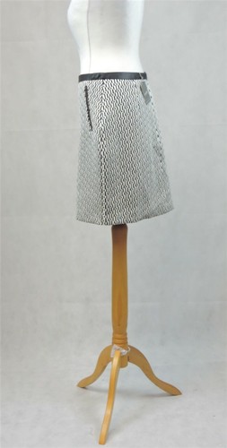 Oasis Black And White A-line Skirt With Faux Leather Trim Size 10 uk CR026 AA 09 - Picture 2 of 6