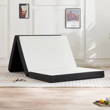 Tri-Fold Memory Foam Portable Folding Mattress Topper Bedroom Floor Bed 