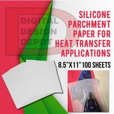 Silicone Parchment Paper for Heat Transfer Applications 8.5"x11" 100 SHEETS