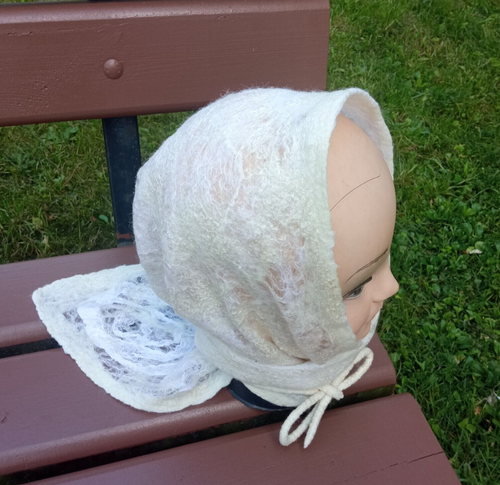 Womens white felted openwork beret.thin wool beret.fashion womens beret.original - Picture 6 of 8