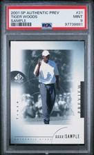 TIGER WOODS 2001 SP AUTHENTIC PREVIEW ROOKIE SAMPLE SP PSA 9 POP 353 MG