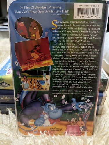 Walt Disney's Aladdin VHS Tape RARE Black Diamond Classic #1662 - Picture 2 of 3