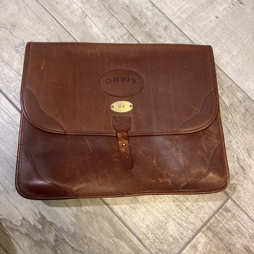 Vintage Orvis dickes Rindsleder braun Leder Portfolio Aktentasche 16" x 13" x 3" - Bild 1 von 14