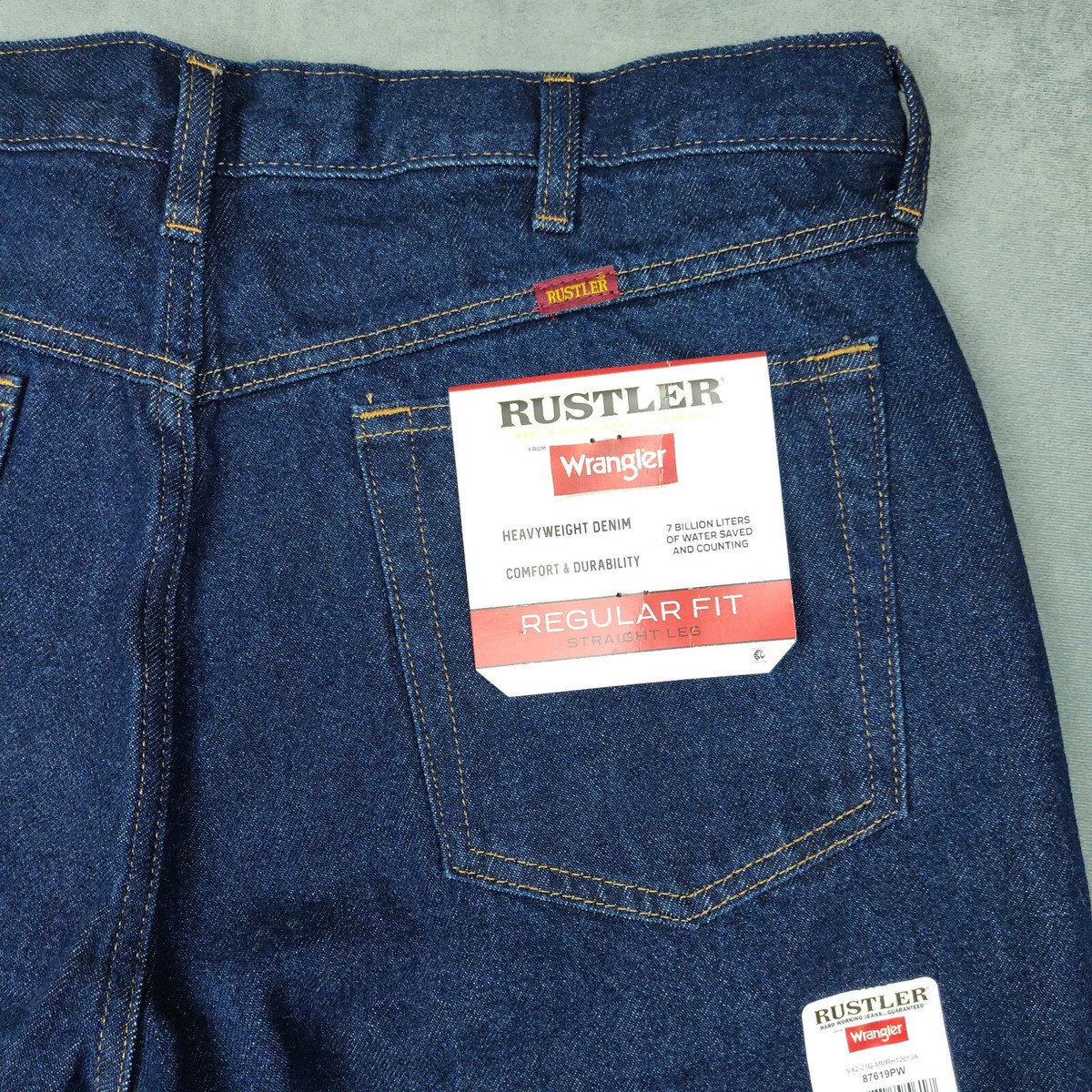 NEW Wrangler Rustler Jeans Mens 38x29 Blue Regular Fit Work Heavyweight  Denim