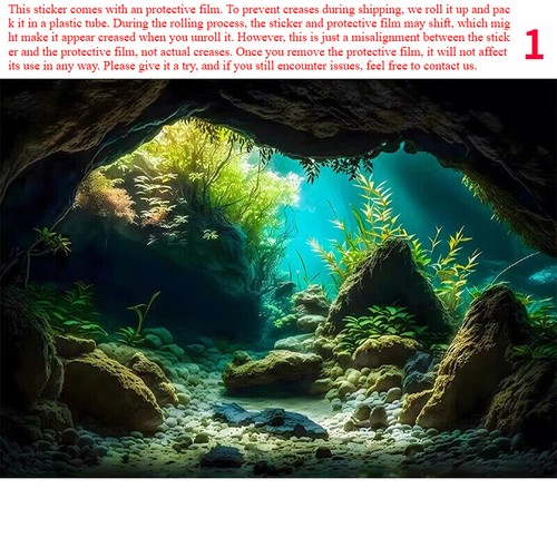 Self Adhesive Sticker 3D Fish Tank Background Sticker Landscape Aquarium Decor - Picture 3 of 4
