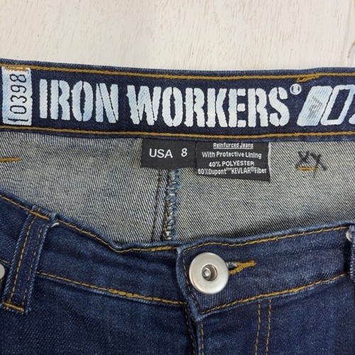 Pantalones de mezclilla de trabajo Bilt Iron Workers de acero para motocicletas azules para mujer 8x30 rodilleras armadura - Imagen 3 de 8