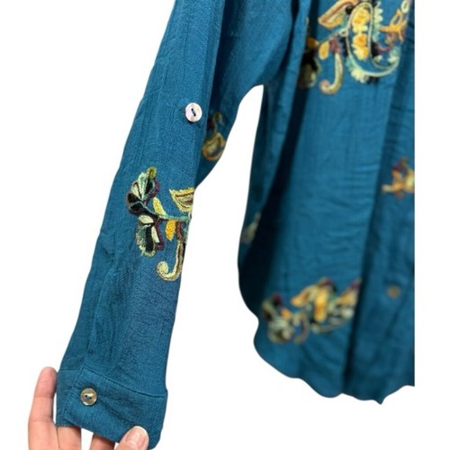 Fig & Flower Embroidered Floral Long Sleeve Blouse Top XL - Picture 7 of 11