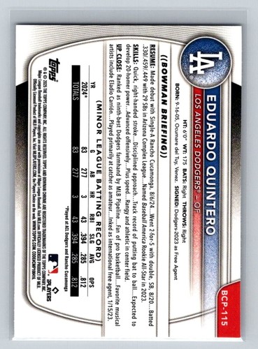 Bowman Chrome Prospects Rookies Stars Bowman 2025 1st - Imagen 227 de 297