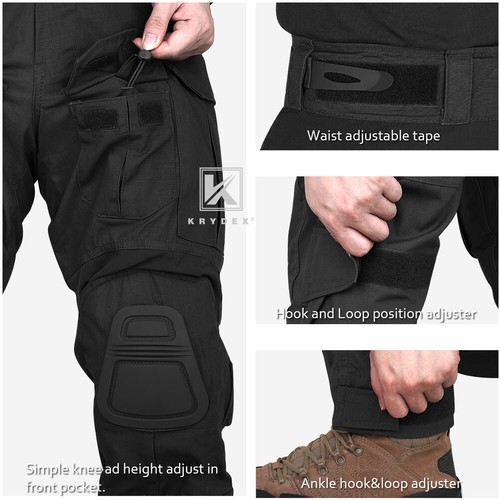 KRYDEX Gen3 Combat Trouser Tactical Pants w/ Knee Pads Army Clothing Black - Picture 13 of 15