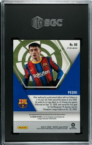 Panini Mosaic Pedri 2020-21 novato T-Mall Asia Choice rojo y verde Prizm SGC 9 60 - Imagen 2 de 2