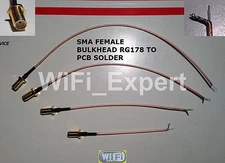 1 x RG178 SMA Female to PCB SOLDER Pigtail Cable For WIFI Wireless LOW LOSS USA
