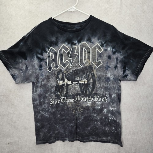 AC/DC Liquid Blue T-Shirt MENS Size Large Gray Graphic Print Cotton Tie Dye  - Picture 1 of 11