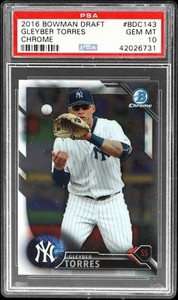 2016 BOWMAN DRAFT CHROME #BDC143 GLEYBER TORRES PSA 10