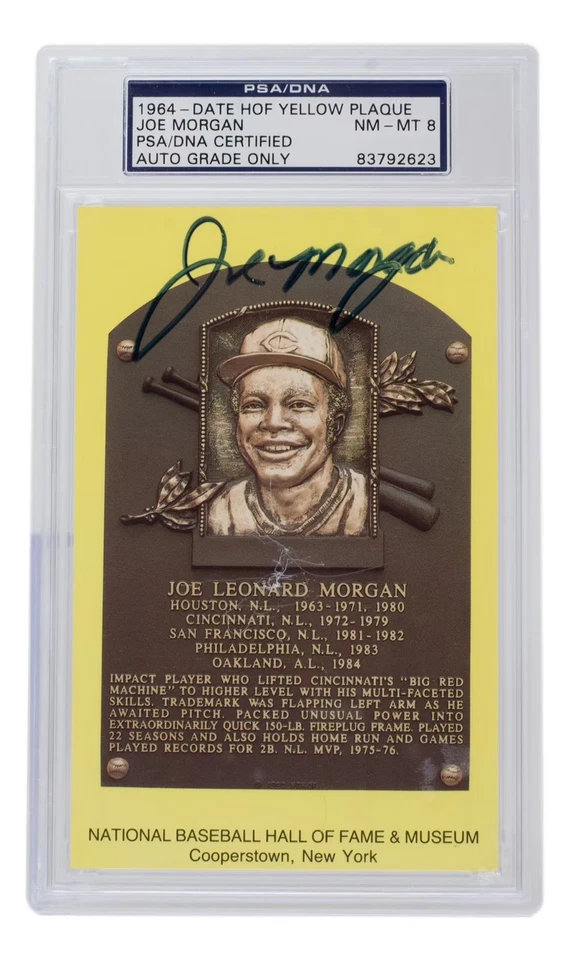 Joe Morgan Signed Slabbed Astros Hall of Fame Plaque Postcard PSA/DNA NM MT 8 - Image 4 of 4