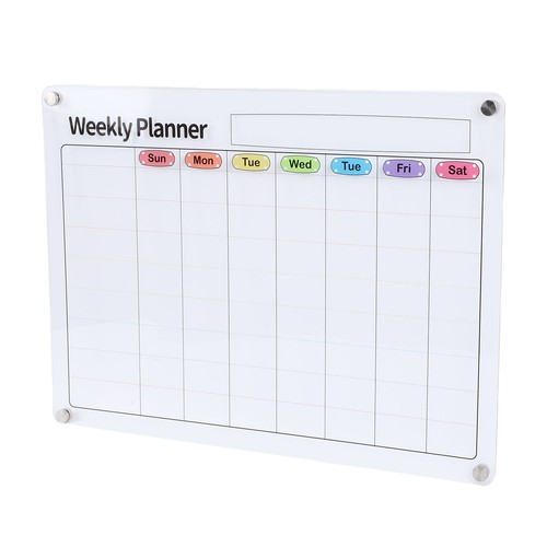 Acrylic Weekly Planner Transparent Colorful Magnetic Weekly Schedule Board Memo - Picture 4 of 12