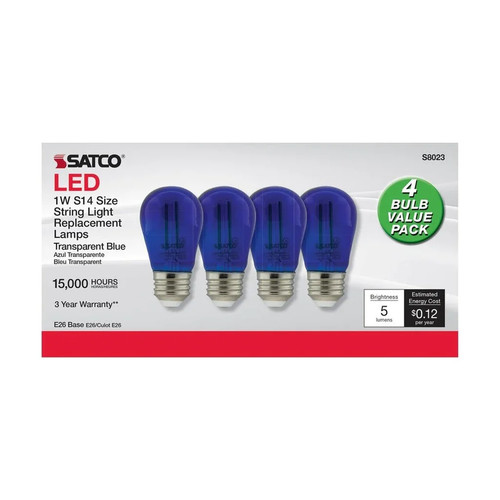 SATCO 1 Watt LED - BA9 1/2 - Clear - 2700K - Candelabra - 4PK - Picture 4 of 6