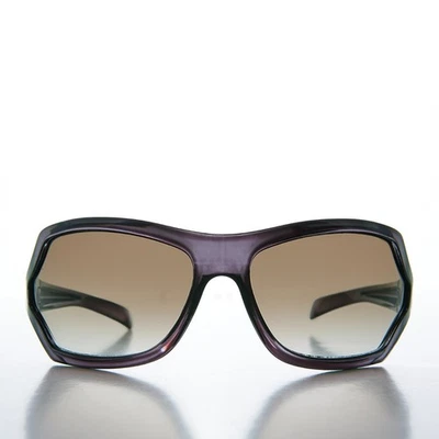 Graue elegante Sonnenbrille 90er Jahre Mod Curved Wrap - Falco - Bild 1 von 3