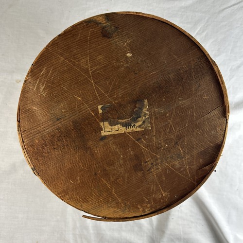 Antica SCATOLA DISPENSA rotonda PENNSYLVANIA OLANDESE TEDESCA con decorazione originale dipinta - Foto 7 di 11