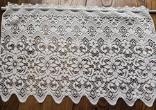 Vintage beige LACE SCALLOPED window VALANCE cafe geometric floral 31x20