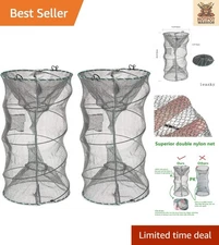 Compact 2-Pack Fishing Nets - Telescopic Crab & Crawfish Traps, 12.6x20.1 inches