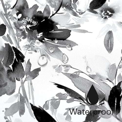 Black and White Shower Curtain, Watercolor Black Floral Shower Curtain for - Picture 5 of 6