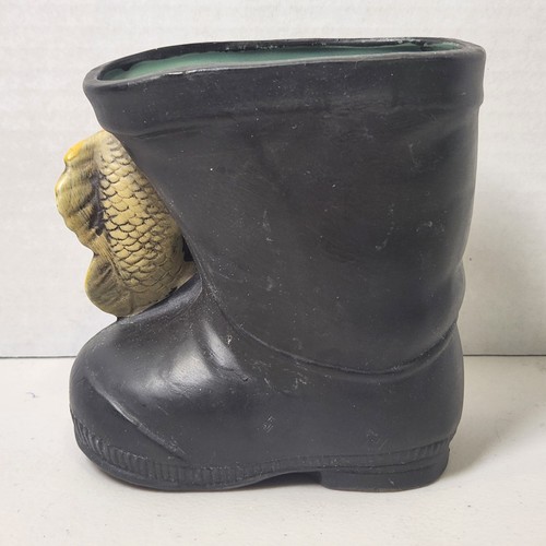 Vintage INARCO Japan schwarz Fischer Stiefel Barsch Angelrute/Rute Pflanzgefäß klein - Bild 3 von 6