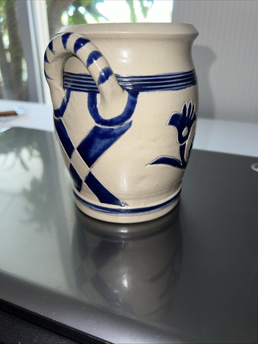 Williamsburg Pottery Salt Glaze Stoneware Crock Cottage Farmhouse Cobalt Blue - Picture 4 of 13
