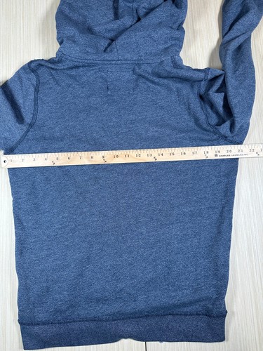 Hollister Hoodie Mens Small Blue Logo Fleece Lined Kangaroo Pockets Full Zip - Picture 4 of 5