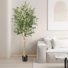 NNECW 2-Pack Artificial Olive Tree with 1296 Leaves for Office