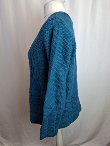 Marks&Spencer Women's Blue Cardigan Knitted Chunky UK20 Teal Wool Blend L2588 - Picture 6 of 13